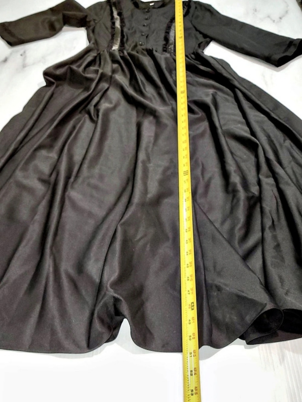 NWOT Black Gothic Victorian Prairie Dress Lace Velvet Trim Costume Women XS - Picture 8 of 10